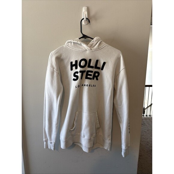 Hollister Tops - Hollister California Logo Hoodie Sweatshirt White/Navy Medium Y2K Retro